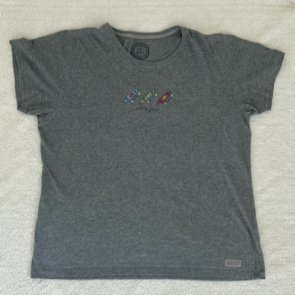 Life Is Good XL Gray Tee Shirt - Kayaks/Kayaking